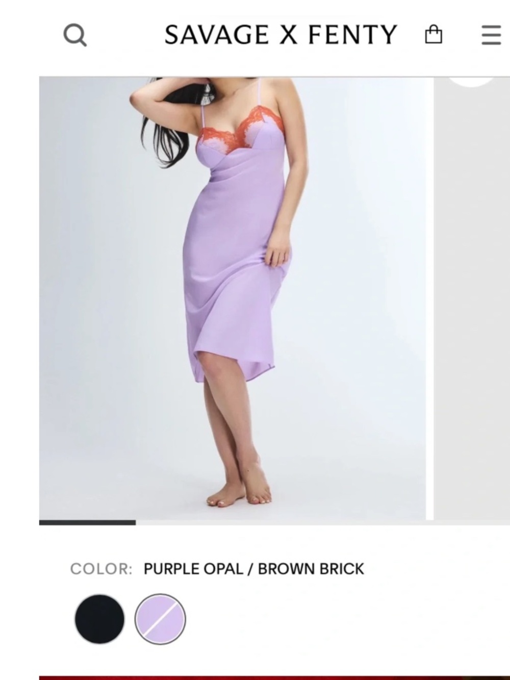 •Savage X Fenty• Lilac Slip Dress with Orange Lace - Picture 3 of 4